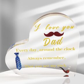 SENSEVEN Heart Acrylic Gifts for Dad from Daughter Son, Acrylic Keepsake Paperweight Birthday Gifts for Dad from Kids, Best Dad Gifts Idea on Valentines Day Father's Day Thanksgiving Christmas