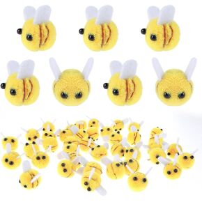 Andibro 40 PCS Felt Bees for Crafts, Small Wool Bumble Bee Plush Decor for Bee Gender Reveal Decorations Clothing Hat DIY Crafts