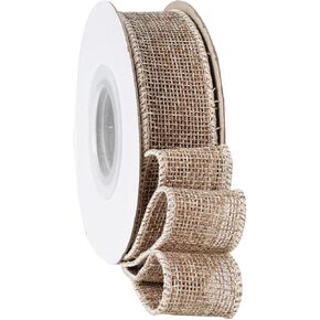 Red Burlap Ribbon 1 Inch, Solid Ribbon with Wired Edge for Bow, Wreath, Christmas Tree, Outdoor Decoration, 10 Yards/Roll.