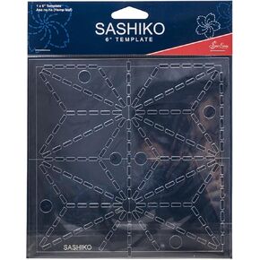 Sew Easy 4" Sashiko Template – Asa No Ha (Hemp Leaf) Quilting & Patchwork Rule for Applique Sewing, Transparent Acrylic Non-Slip, Instructions Included