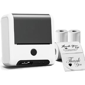 صانع ملصقات Memoking M200، طابعة ملصقات محمولة تعمل بالبلوتوث مع خاصية التعرف التلقائي، سهلة الاستخدام للمنزل والعمل والمكتب وطابعة ملصقات مع ملصق/لفة مقاس 2 × 1.18 بوصة (أبيض)، 3 ملصقات رول in Kuwait