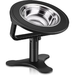 Elevated Cat Bowls Adjustable Cat Bowl Stand,Non-Slip Raised Cat Bowls Stainless Steel Raised Cat Bowls with 15°Tilted Stand for Cats and Puppy Black-1 Pack
