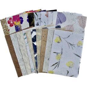 Handmade A4 Thick Natural Fiber MulberryTree Mulberry Paper Sheets, Painting, Writing Handmade Paper, Decorative Paper, Card Making Paper DIY Craft, 20pcs (Variety Textured Paper Patterns) in Kuwait