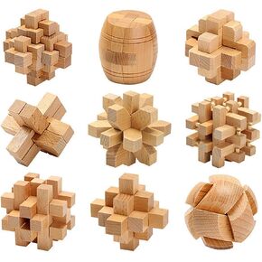 6pcs Wooden Brain Teaser Puzzles, Interlocking Games for IQ Test, Intellectual 3D Assembling Educational Toy Set for Teens and Adults (6 Puzzle Set#E05) in Kuwait