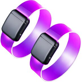 2 Pcs Burning Man Light Up Bracelets, Magnetic Buckle Design with 3 Flashing Modes, Glow in The Dark Bracelets Party Supplies for Rave Party Halloween Night Riding