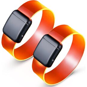 2 Pcs Burning Man Light Up Bracelets, Magnetic Buckle Design with 3 Flashing Modes, Glow in The Dark Bracelets Party Supplies for Rave Party Halloween Night Riding