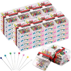 Daifunli 3200 Pieces Sewing Pins Bulk Straight Pin for Fabric 1.5 in Pearlized Ball Head Sewing Pins for Fabric Straight Pins with Colored Heads Stick Pins for Sewing, Craft and Sewing Project