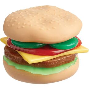 Stretchy Burger Sensory Toy Play Food 7pc Set, Stackable Stretchy Hamburger Toy with Toppings and Bun