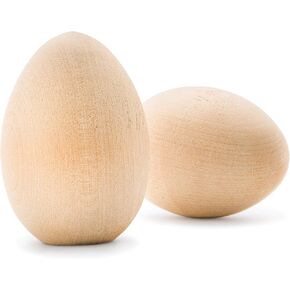 Fake Eggs to Paint, Pack of 12 Smooth Standable Wooden Eggs for Crafts, 2-1/2 Inch Wooden Easter Eggs Decor, Wood Chicken Eggs to Paint & Dye, by Woodpeckers
