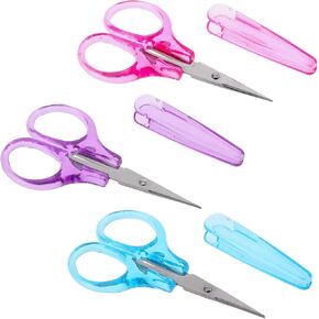 3Pcs Small Craft Scissors 3.5"Tiny Travel Scissor All Purpose Sharp Craft Scissor Stainless Steel Scissor with Protective Cover Mini Detail Sewing Scissor Straight Fine Tip for Paper Cut Knit Crochet