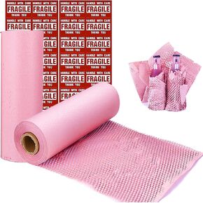 onesimcr Honeycomb Packing Paper Wrap 15"x131' Sustainable Alternative to Bubble Wrap for Moving/shipping/packing Roll with 20 Fragile Sticker Biodegradable & Fully Recylable…