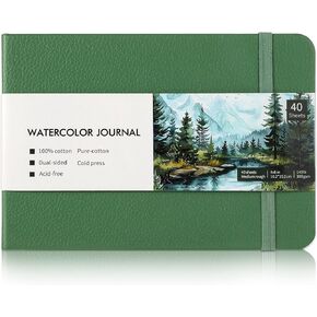 40 Sheets Watercolor Journal 4x6in, 140 lb/300 GSM Watercolor Sketchbook Cold Press Watercolor Paper Watercolor Notebook for Art Painting, Drawing, Mixed Media