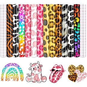 Pastel 3D Permanent Vinyl - 16 Sheets 12"x10" 3D Inflated Permanent Adhesive Vinyl Rainbow Permanent Vinyl Self Adhesive Vinyl Compatible with Cricut/Silhoutte Cameo