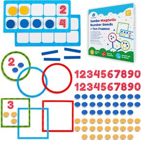 82 PCS Jumbo Magnetic Number Bonds and Magnetic Ten Frames Set - Magnetic Numbers for Whiteboard, Math Counters, Magnetic 10 Frame, Magnetic Math Manipulatives, Classroom Must Haves - Simply Magic