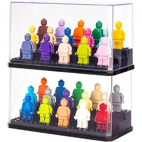 2 Pack Minifigure Display Case Acrylic Mini Figures Storage for Action Figures Blocks Removable Display Box (Minifigures are Not Included) (Black)