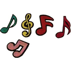 Ximkee(10 Pack) Assorted Musical Note Sequin Sew Iron On Embroidered Patches Appliques