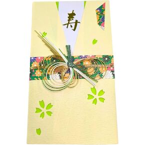 Japanese Traditional Gift Money Envelope Kimono Design (Pack of 4) Cherry Blossom, with Mizubiki, for Marriage, Wedding Gift, Celebration, Shugi Bukuro