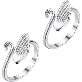 EXCEART Adjustable Knitting Crochet Ring Knitting Ring Swan Finger Ring Braided Ring Yarn Guide Finger Holder Knitting Thimble for DIY Knitting Crafts 2pcs