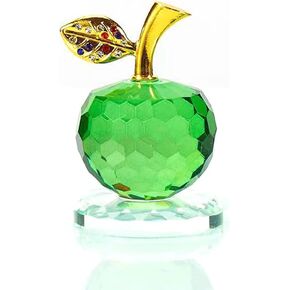 LOTOWELZON 50mm/1.97in Base Stand Crystal Apple Figurine Home Decor K9 Crystal Paperweight Ornament Collectible Crafts for Wedding Birthday Christmas (Clear)