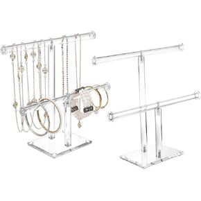 MOOCA 2 Pcs Premium Acrylic Round Jewelry Display Tree Stand - Bracelet Holder, Necklace Organizer, and Clear Jewelry Presentation in Kuwait