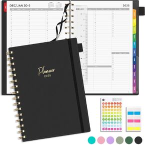 EMSHOI 2025 Appointment Book for Women Men, 30-Minute, 6" x 8.38", JAN - DEC 2025 Planner Hourly Daily Weekly and Monthly, Monthly Tabs, Note Pages, Purple (Note: Wed was misspelled as Web)
