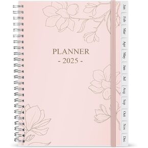 2025-2026 Planner - Weekly & Monthly Planner Runs from July 2025 to June 2026, 6" x 8.3", 12 Monthly Tabs, Inner Pocket, 2025-2026 weekly planner spiral bound Flexible Cover, Pink