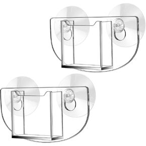 2 Pcs Window Mount Business Card Holder with Suction Cups Acrylic Vertical Card Holder Single Pocket Organizer Clear Card Holder Appointment Cards Acrylic Display Holder for Home Office