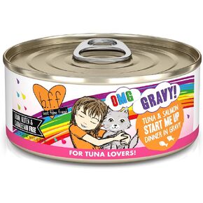 Weruva B.F.F. OMG - Best Feline Friend Oh My Gravy!, Tuna & Salmon Start Me Up with Tuna & Salmon, 5.5oz Can (Pack of 8)