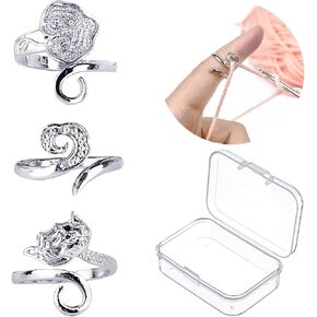 QVMKWL 3 Pcs Crochet Ring with a Clear Plastic Box Crochet Tension Rings Adjustable Yarn Tension Crocheting Ring