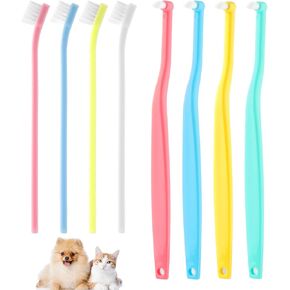 8pcs Small Dog & Cat Toothbrush, 2 Styles Soft Bristle Kitten Teeth Cleaning Brush Micro Head Pets Toothbrush Dental Care Supplies Accessories for Puppy Kitty Reduce Tartar Formation & Bad Breath