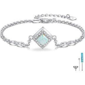Cross Urn Bracelet for Ashes : 925 Sterling Silver Opal Cremation Jewelry Urn Bracelets for Women Memorial Keepsake Jewelry Gifts for Loss Loved One