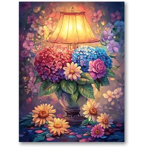 Ginfonr DIY 5D Diamond Art Kits for Adults, Flower Diamond Painting for Adults, Diamond Art Lanterns Full Drill, Diamond Art Kits Embroidery Rhinestone Craft for Home Wall Decor 12 * 16 Inch01