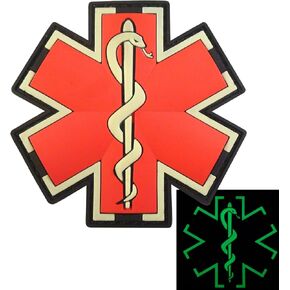 Glow Dark EMS EMT Medic Paramedic Morale Tactical PVC 3D Fastener Patch