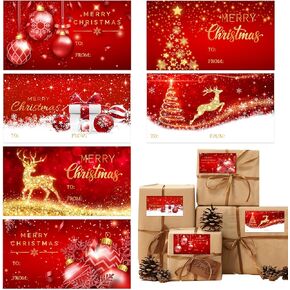 150Pcs Christmas Gift Tags Christmas Name Tags Stickers Red Xmas Winter Gift Labels Stickers Christmas Party Labels for Xmas Present Envelopes