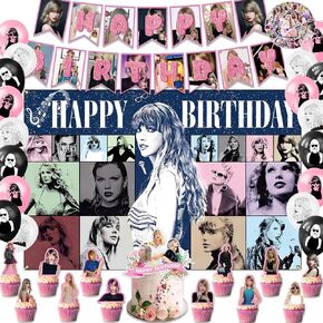 85 PCS Music-Themed Birthday Decorations, Singer Party Merch Includes Banner, Backdrop, Balloons, Cake Topper, Cupcake Toppers & Stickers for Fans’Celebrations in Saudi Arabia