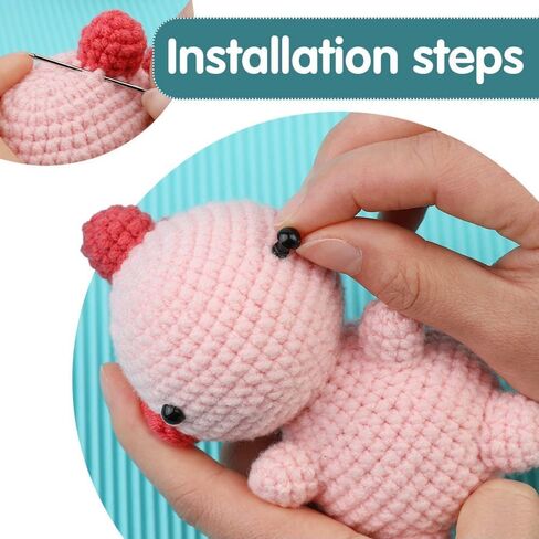 SPOVE Crochet Kit for Beginners, Crochet Starter Kit with Step-by-Step Video Tutorials, Crocheting Kits Crochet Yarn, DIY Knitting Supplies for Adults & Kids, Crochet Kits Model Dinosaur (Pink) in Saudi Arabia