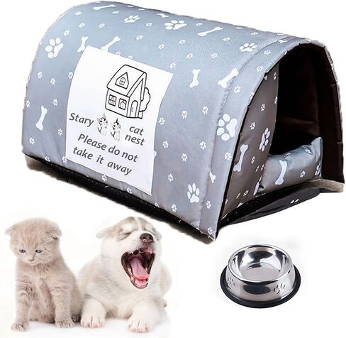 Cat House for Outdoor Cats in Winter, Thickened Weatherproof Foldable, Houses for Feral Cats Stray Cats Shelter Home Keep Warm Outdoor Indoor Garden (Black, Large) in Saudi Arabia
