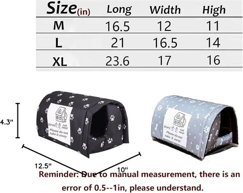 Cat House for Outdoor Cats in Winter, Thickened Weatherproof Foldable, Houses for Feral Cats Stray Cats Shelter Home Keep Warm Outdoor Indoor Garden (Black, Large) in Saudi Arabia