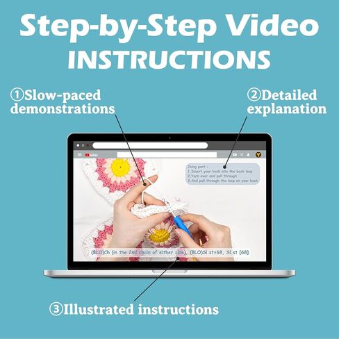 Yeezhee Crochet Kit for Advanced or Intermediate Beginners, Crochet Bag Kit with Step-by-Step Video Tutorials, Granny Square Crochet Tote Bag Set, Knitting Kit Including Yarn, Crochet Hook, Daisy in Kuwait