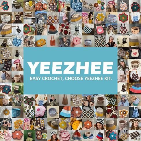 Yeezhee Crochet Kit for Advanced or Intermediate Beginners, Crochet Bag Kit with Step-by-Step Video Tutorials, Granny Square Crochet Tote Bag Set, Knitting Kit Including Yarn, Crochet Hook, Daisy in Kuwait