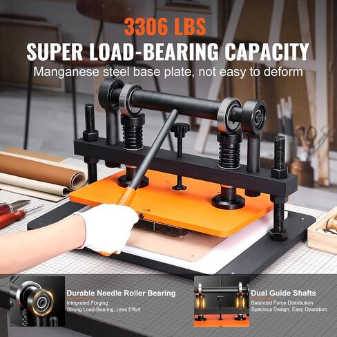 Leather Cutting Machine, 14.2 x 10.2 in Embossing Plate Manual Die Cutter, 0.47 in Pressure Stroke Leather Embossing Machine, Dual Guide Shafts Die Cut Machine for Various of Materials in Saudi Arabia