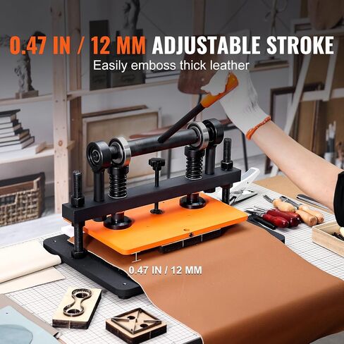 Leather Cutting Machine, 14.2 x 10.2 in Embossing Plate Manual Die Cutter, 0.47 in Pressure Stroke Leather Embossing Machine, Dual Guide Shafts Die Cut Machine for Various of Materials in Saudi Arabia