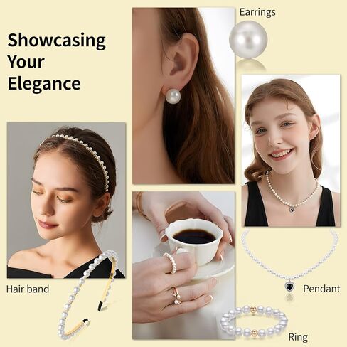 1200Pcs Pearl Beads for Bracelets, Bracelet Making Kit for Adults, Kids Friendship Bracelet Kits, Jewelry Making Kit with String and Charms for Girls Teens DIY Pearls Kit for Bracelet Necklace Earring in Saudi Arabia
