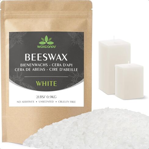 Beeswax Pellets, Waxcanpy White Beeswax for Candle Making, Organic Beeswax Pellets for DIY Lipstick, Hand Creams, Furniture Polish, Lotions and Soap Making Supplies (2lb) in Saudi Arabia