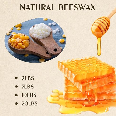 Beeswax Pellets, Waxcanpy White Beeswax for Candle Making, Organic Beeswax Pellets for DIY Lipstick, Hand Creams, Furniture Polish, Lotions and Soap Making Supplies (2lb) in Saudi Arabia