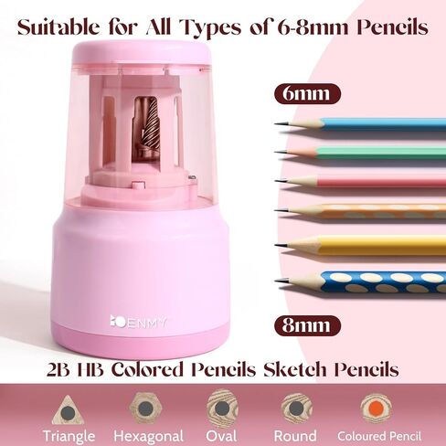 ENMY Electric Pencil Sharpener, Heavy-Duty Helical Blade Auto Pencil Sharpener, USB/Battery Operated Pencil Sharpener for No.2(6-8mm) Pencils and Colored Pencils in School/Office/Home in Saudi Arabia