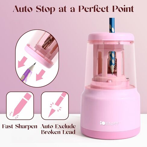 ENMY Electric Pencil Sharpener, Heavy-Duty Helical Blade Auto Pencil Sharpener, USB/Battery Operated Pencil Sharpener for No.2(6-8mm) Pencils and Colored Pencils in School/Office/Home in Saudi Arabia