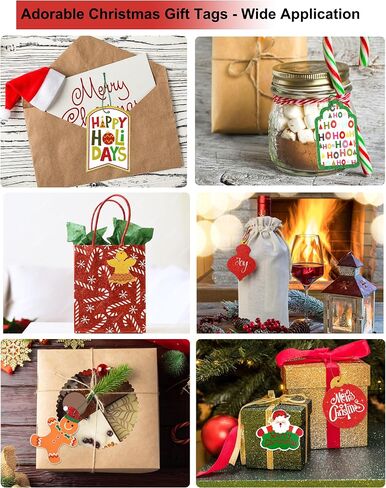 POPGIFTU 144 قطعة من علامات هدايا عيد الميلاد ذاتية اللصق ملصقات عيد الميلاد ملصقات هدايا 36 تصميمًا لملصقات اسم عيد الميلاد ملصقات هدايا تزيينية للعطلات ملصقات عيد الميلاد للهدايا in Kuwait