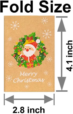 12 Pack Mini Size Merry Christmas Greeting Cards with Envelopes, 2.8 x 4.1 Inch, Cute Adorable Brown Color Christmas Xmas Gift Winter Holiday Style Festival Greetings Cards, Pack of 12 2X6 Brown in Kuwait