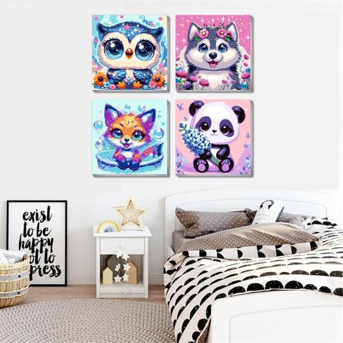 cdjlddww 4 Pack Framed Paint by Numbers Kit for Adults & Beginners, Cute Sea Animals DIY Paint by Number Kit with Framed Canvas Oil Painting for Wall Decor Present 8x8 inch in Saudi Arabia
